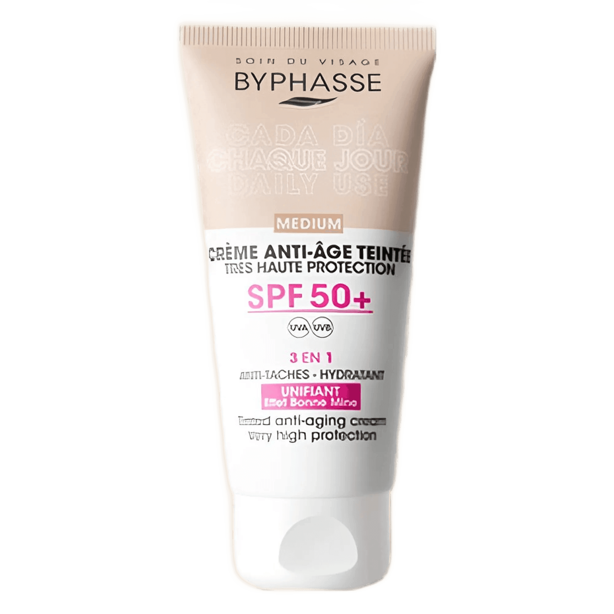 Byphasse – Crème Faciale Anti-Âge Teintée SPF 50 Teinte Moyenne 50ml